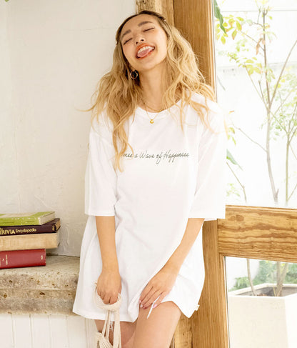 メッセージ プリント ビッグ Tシャツ 853-5854