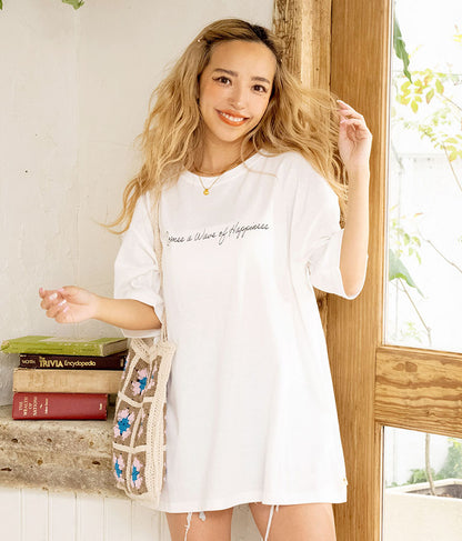 メッセージ プリント ビッグ Tシャツ 853-5854
