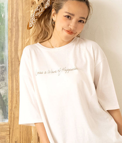 メッセージ プリント ビッグ Tシャツ 853-5854
