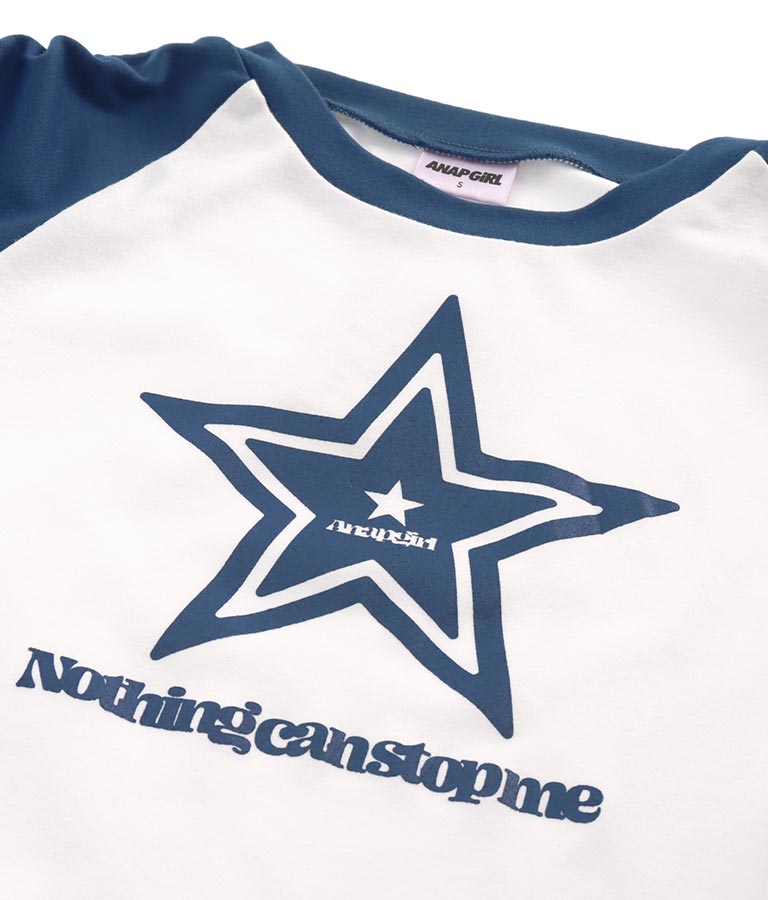 袖 シャーリング 星 モチーフ ミニ Tシャツ 913-7530