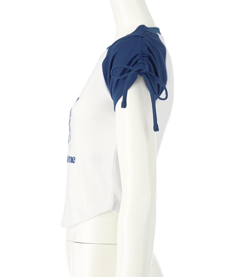 袖 シャーリング 星 モチーフ ミニ Tシャツ 913-7530