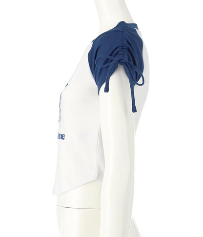 袖 シャーリング 星 モチーフ ミニ Tシャツ 913-7530