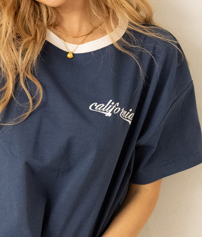 国旗 プリント コットン リンガー Tシャツ 853-5858