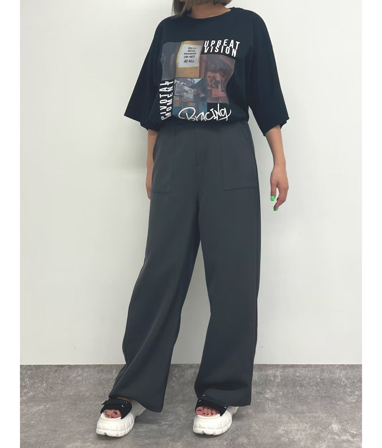 ウエスト ゴム スラックス パンツ 【セットアップ着用可】 152-5572