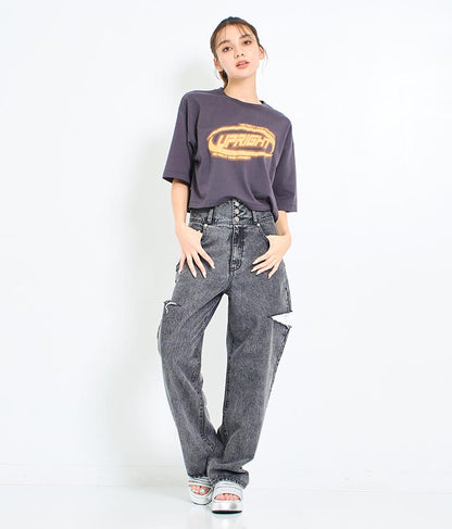 スプレー プリント クロップド Tシャツ 793-9172