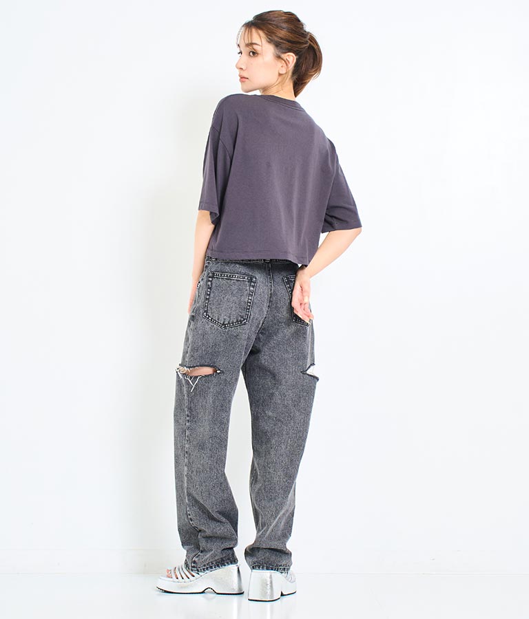 スプレー プリント クロップド Tシャツ 793-9172