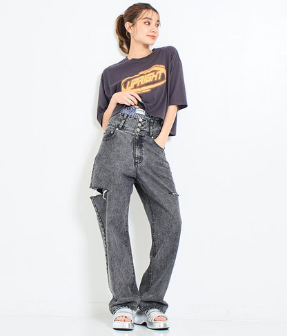 スプレー プリント クロップド Tシャツ 793-9172