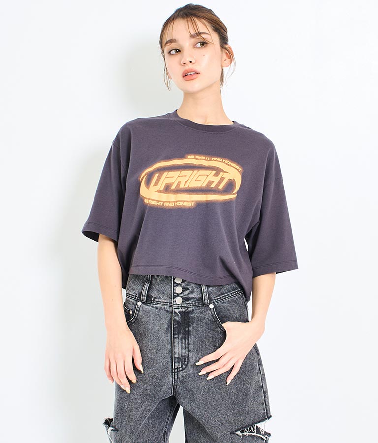 スプレー プリント クロップド Tシャツ 793-9172