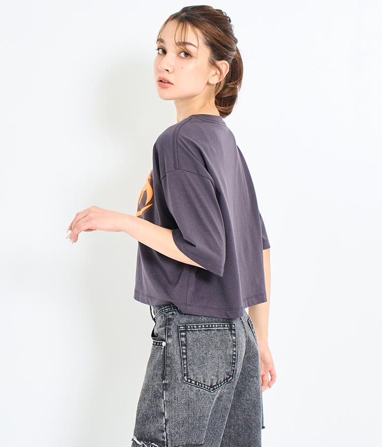 スプレー プリント クロップド Tシャツ 793-9172