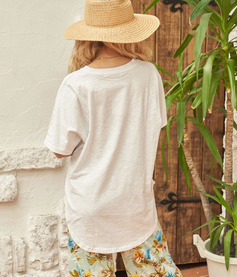 切替 ビッグ 無地 半袖 スラブ Tシャツ 853-5818