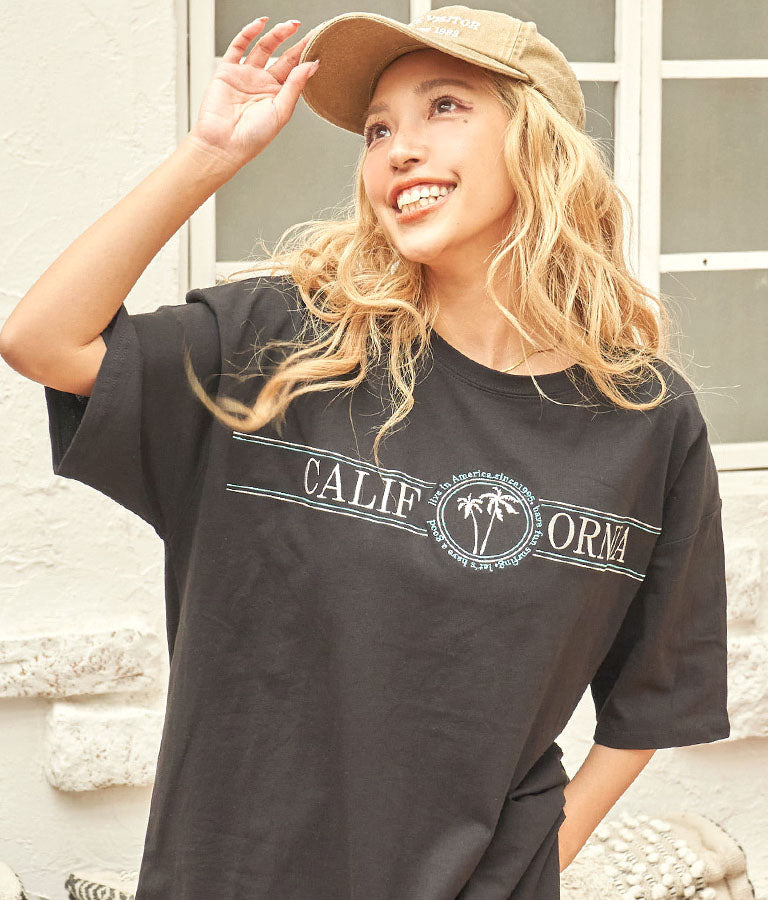 CALIFORNIA 刺繍 コットン ビッグ 半袖 Tシャツ 853-5867