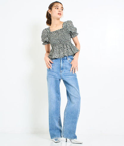 3つボタン ストレッチ ストレート デニム パンツ 792-9117
