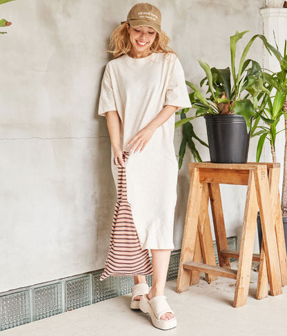 無地 スラブ マキシ ロング ワンピース 857-5819