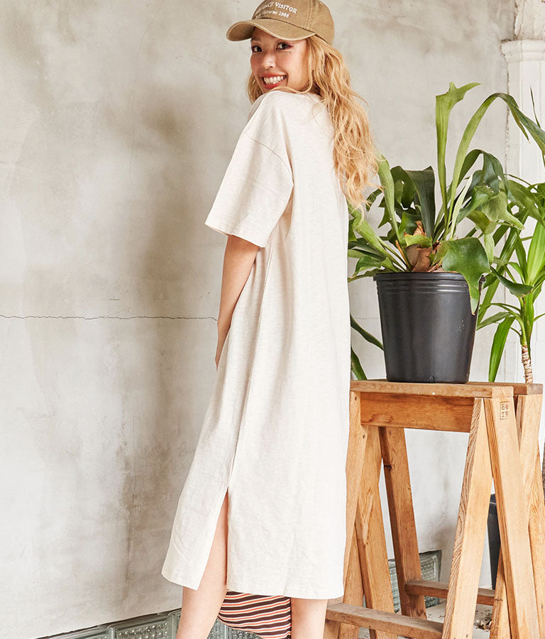 無地 スラブ マキシ ロング ワンピース 857-5819