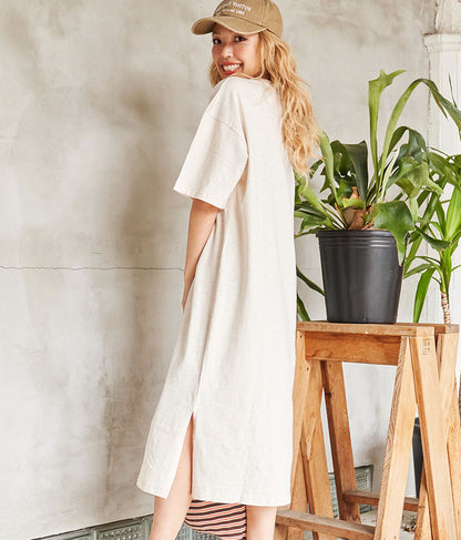 無地 スラブ マキシ ロング ワンピース 857-5819