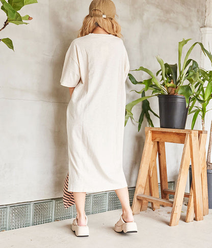 無地 スラブ マキシ ロング ワンピース 857-5819