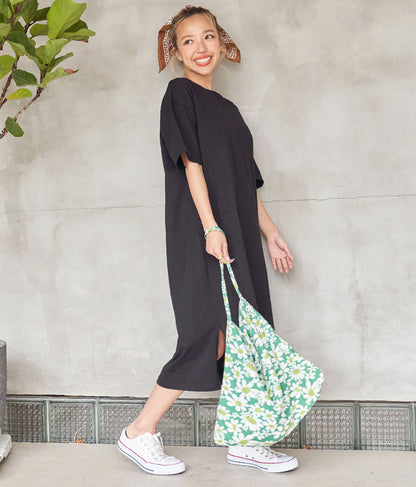 無地 スラブ マキシ ロング ワンピース 857-5819