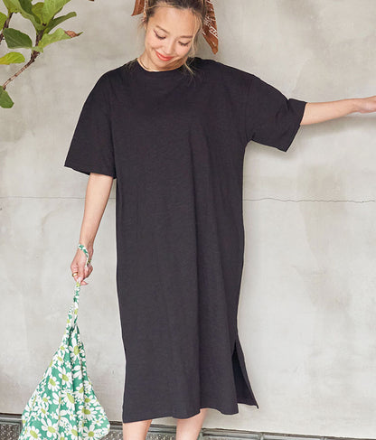 無地 スラブ マキシ ロング ワンピース 857-5819