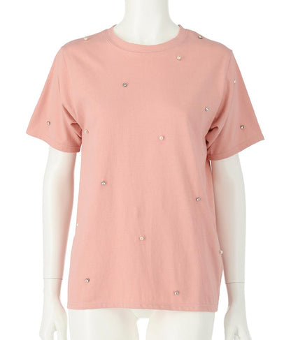 パール ビジュー デコ Tシャツ 523-6847
