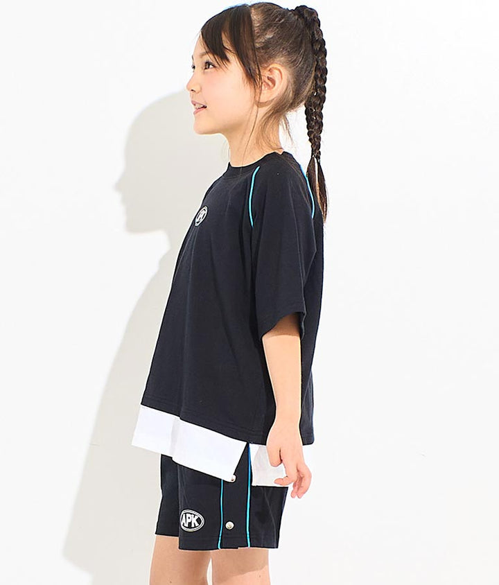 カラー パイピング ラグラン Tシャツ  【セットアップ着用可】