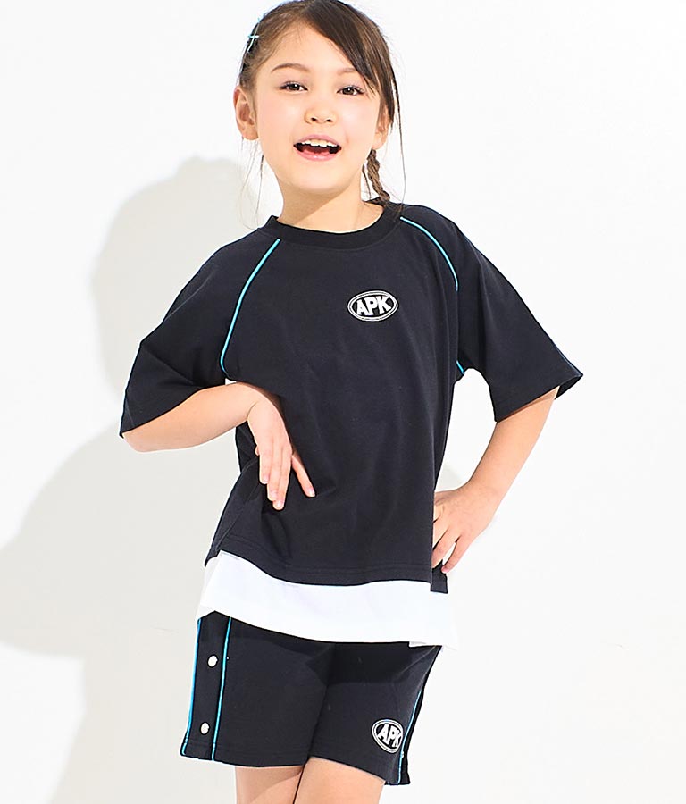 カラー パイピング ラグラン Tシャツ  【セットアップ着用可】 423-3312
