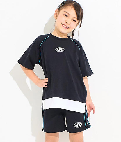 カラー パイピング ラグラン Tシャツ  【セットアップ着用可】 423-3312