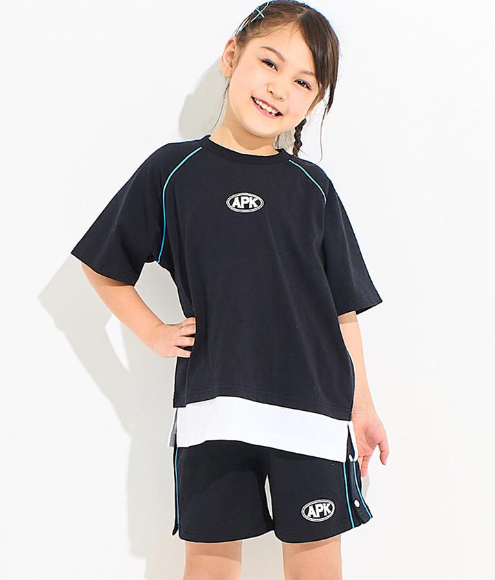 カラー パイピング ラグラン Tシャツ  【セットアップ着用可】 423-3312