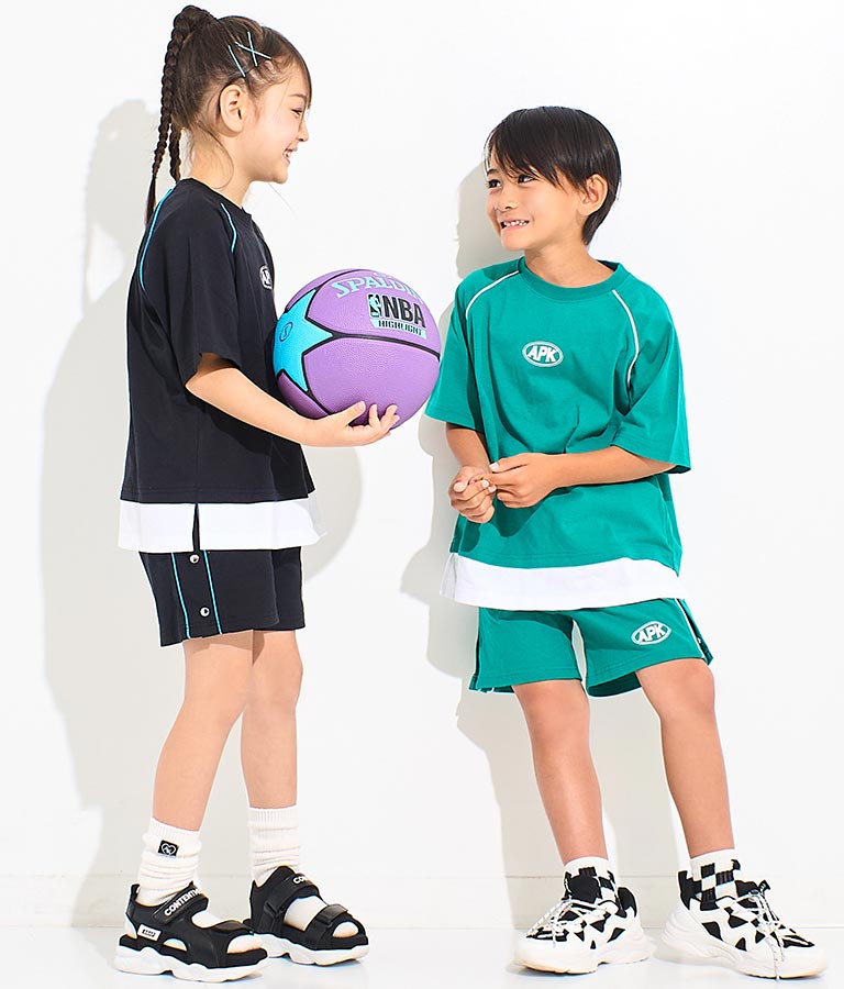 カラー パイピング ラグラン Tシャツ  【セットアップ着用可】 423-3312