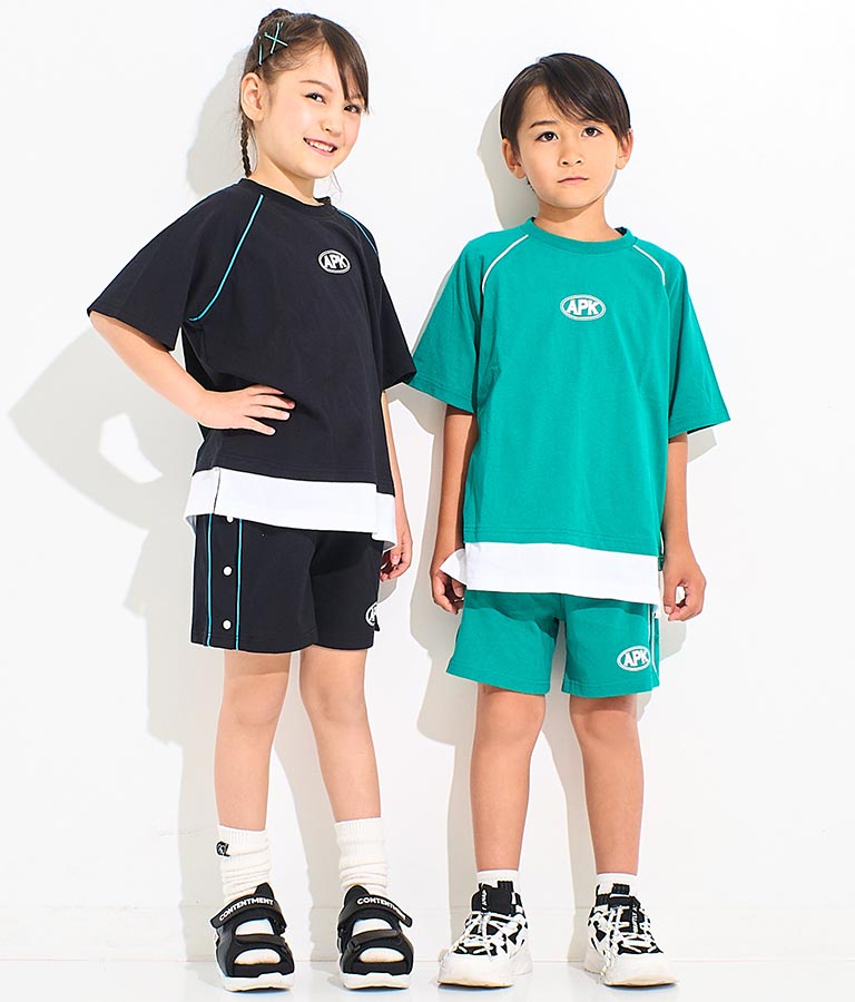 カラー パイピング ラグラン Tシャツ  【セットアップ着用可】 423-3312