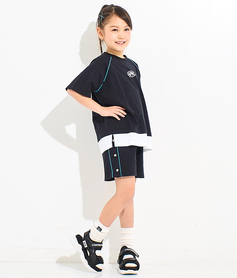 カラー パイピング ラグラン Tシャツ  【セットアップ着用可】 423-3312