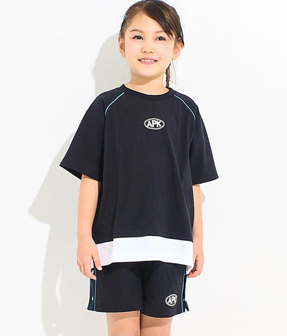 カラー パイピング ラグラン Tシャツ  【セットアップ着用可】 423-3312