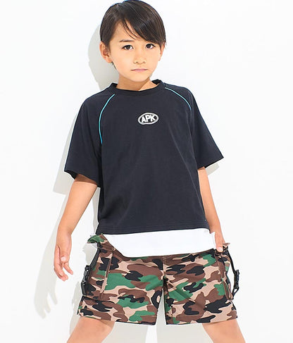 カラー パイピング ラグラン Tシャツ  【セットアップ着用可】 423-3312