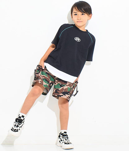 カラー パイピング ラグラン Tシャツ  【セットアップ着用可】 423-3312
