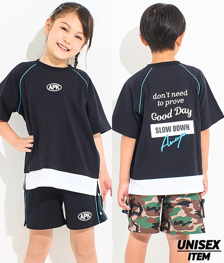 カラー パイピング ラグラン Tシャツ  【セットアップ着用可】 423-3312