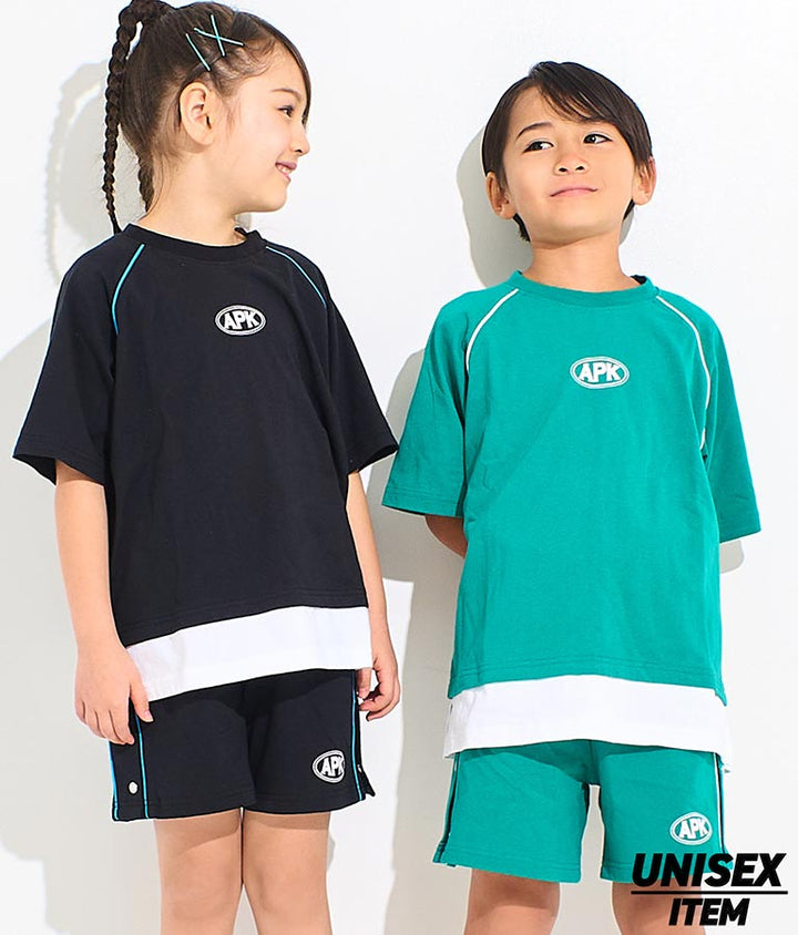 カラー パイピング ラグラン Tシャツ  【セットアップ着用可】 423-3312