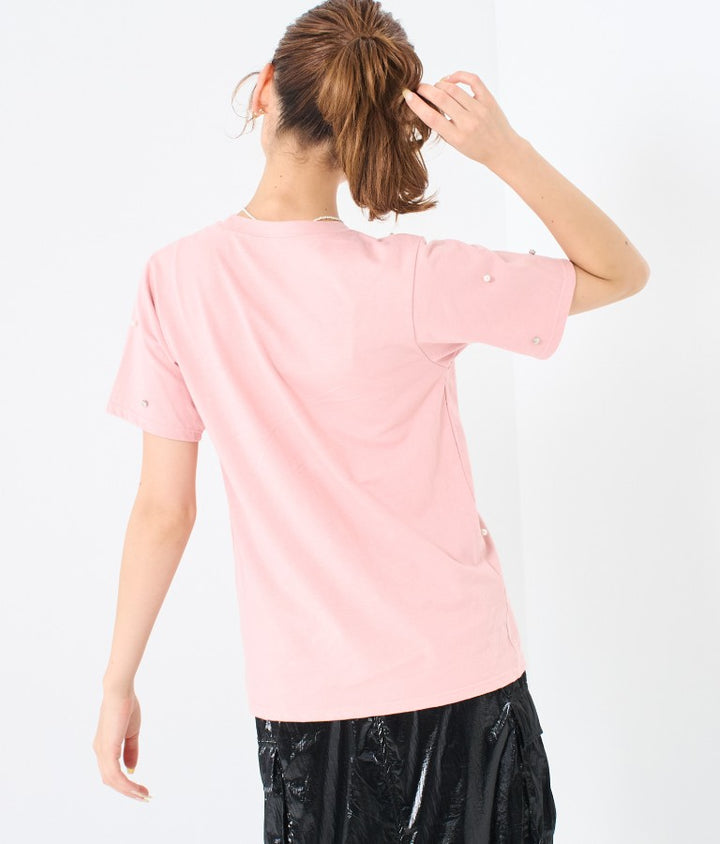 パール ビジュー デコ Tシャツ 523-6847