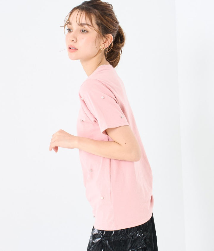パール ビジュー デコ Tシャツ 523-6847