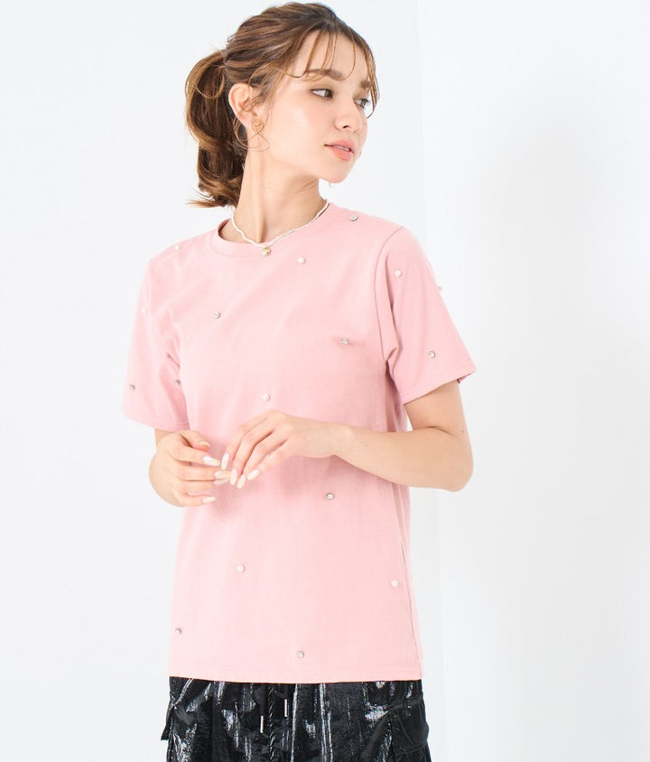 パール ビジュー デコ Tシャツ 523-6847