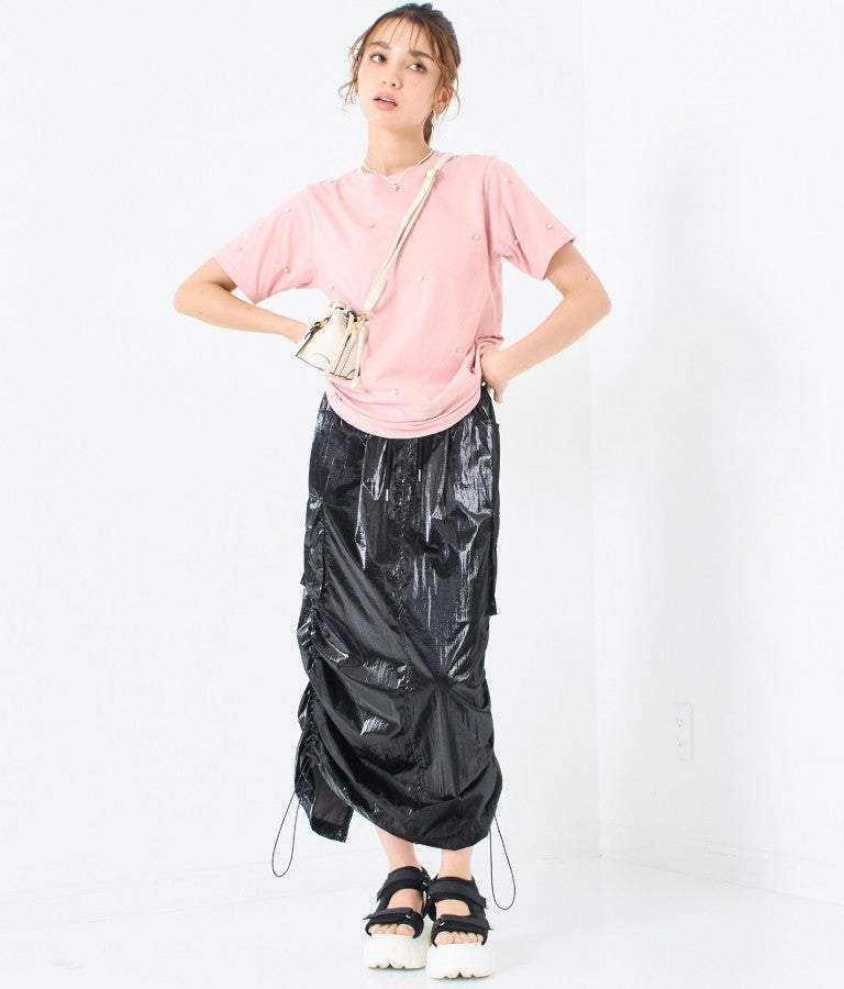 パール ビジュー デコ Tシャツ 523-6847