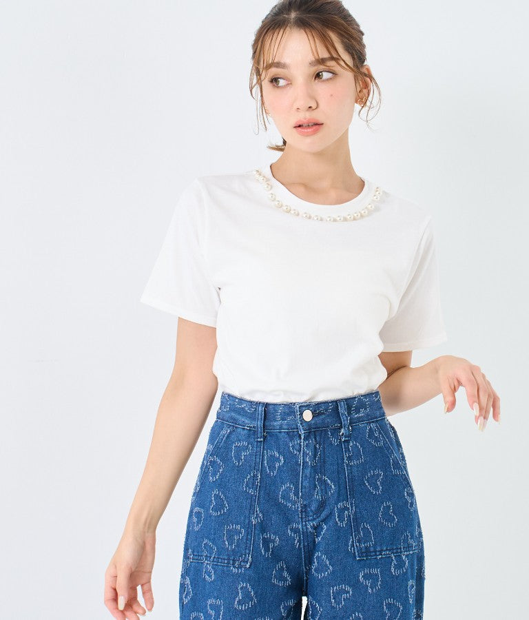 パール ネック Tシャツ 523-6846