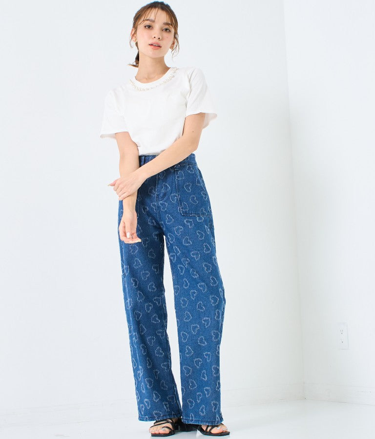 パール ネック Tシャツ 523-6846