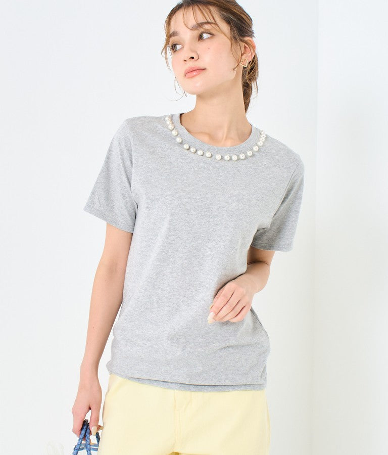 パール ネック Tシャツ 523-6846