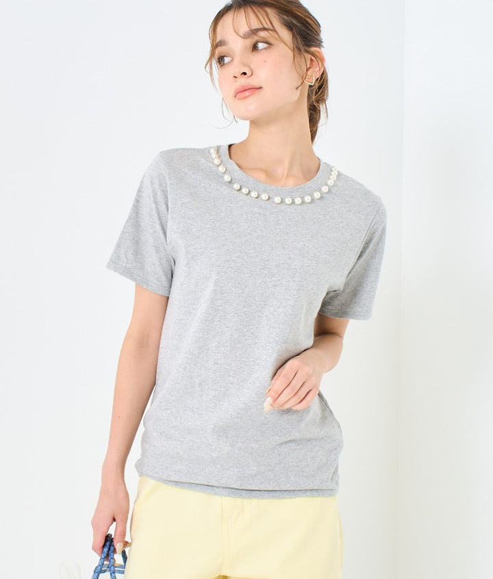 パール ネック Tシャツ 523-6846
