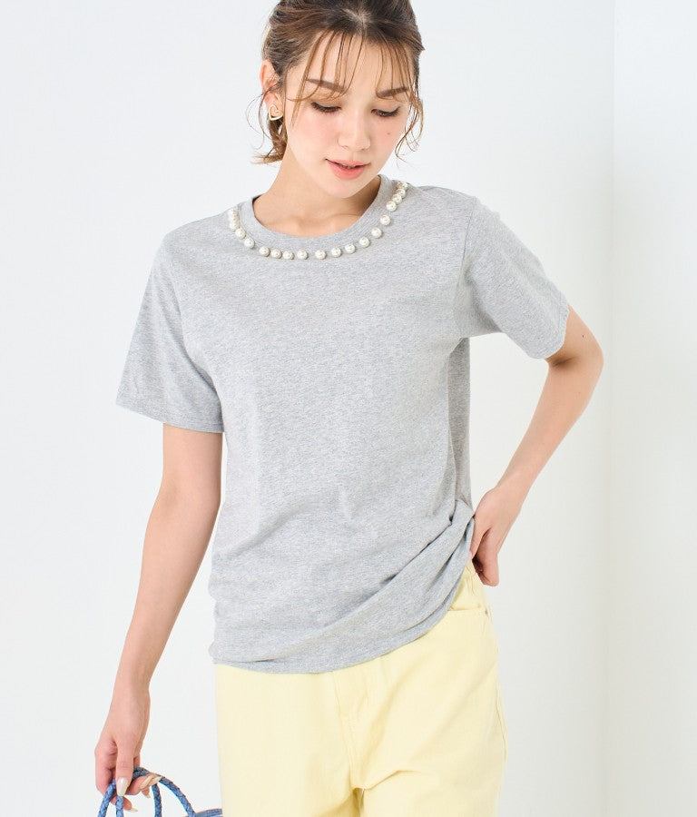 パール ネック Tシャツ 523-6846