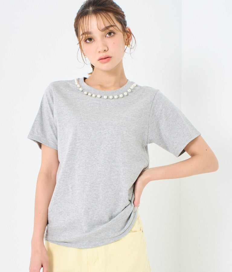 パール ネック Tシャツ 523-6846