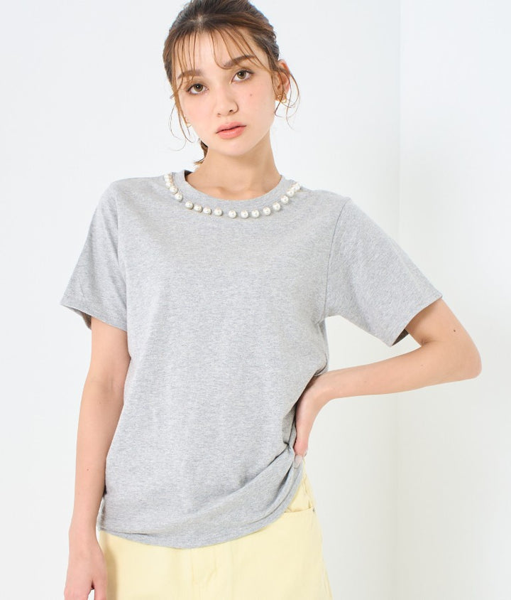 パール ネック Tシャツ 523-6846