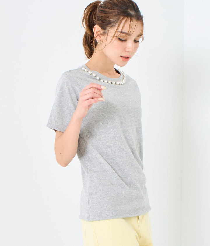 パール ネック Tシャツ 523-6846