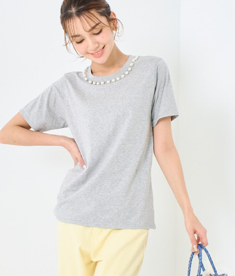 パール ネック Tシャツ 523-6846
