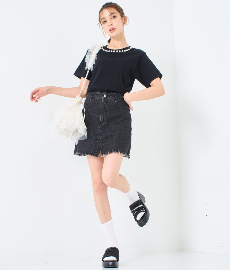 パール ネック Tシャツ 523-6846