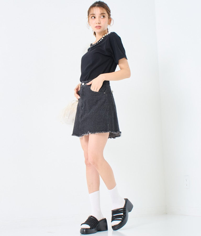 パール ネック Tシャツ 523-6846